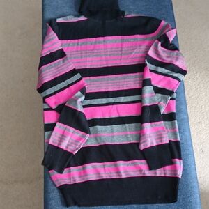 Joseph Pink and Black Striped Turtleneck Sweater